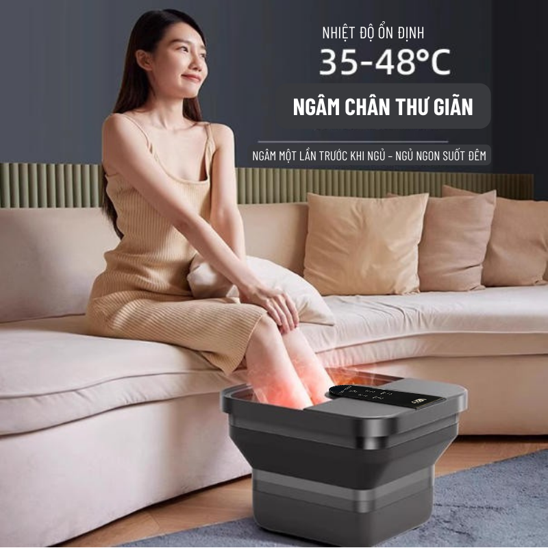 Bồn Ngâm Chân Massage Wisezen Gấp Gọn Massage Ngâm Chân Hồng Ngoại Sục Khí Con Lăn Massage Tự động