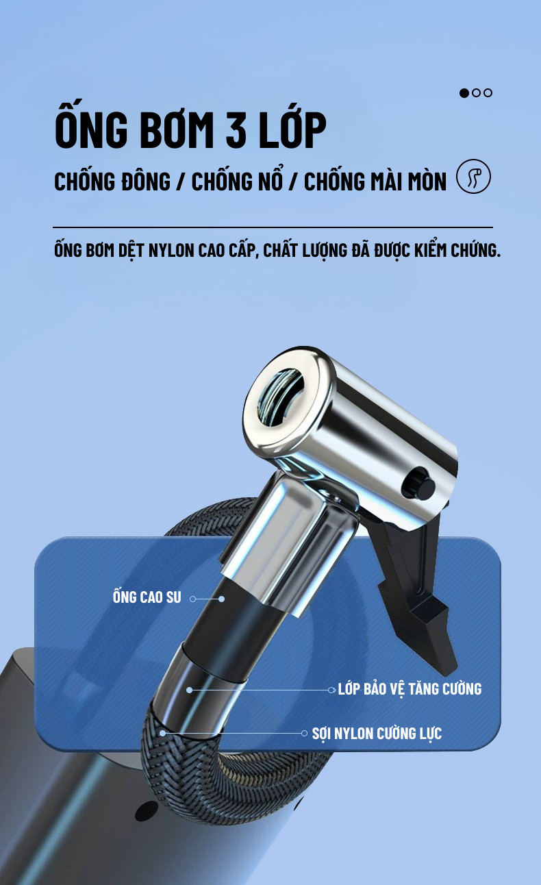 Bơm hơi mini di động dùng pin sạc cao cấp Wisezen dùng cho Ô tô Xe đạp Xe máy Xe điện Bóng đá