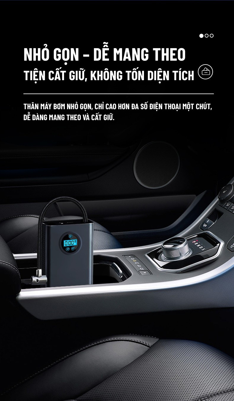 Bơm hơi mini di động dùng pin sạc cao cấp Wisezen dùng cho Ô tô Xe đạp Xe máy Xe điện Bóng đá