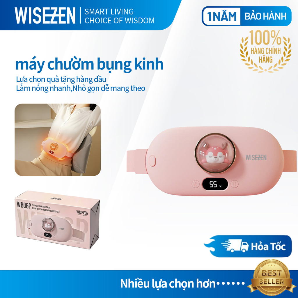 Đai Massage Bụng Kinh Wisezen Máy Massage Bụng Kinh Đai Chườm Nóng Giảm Đau Bụng Kinh Rung Làm Ấm Giảm Đau 5 Chế Độ