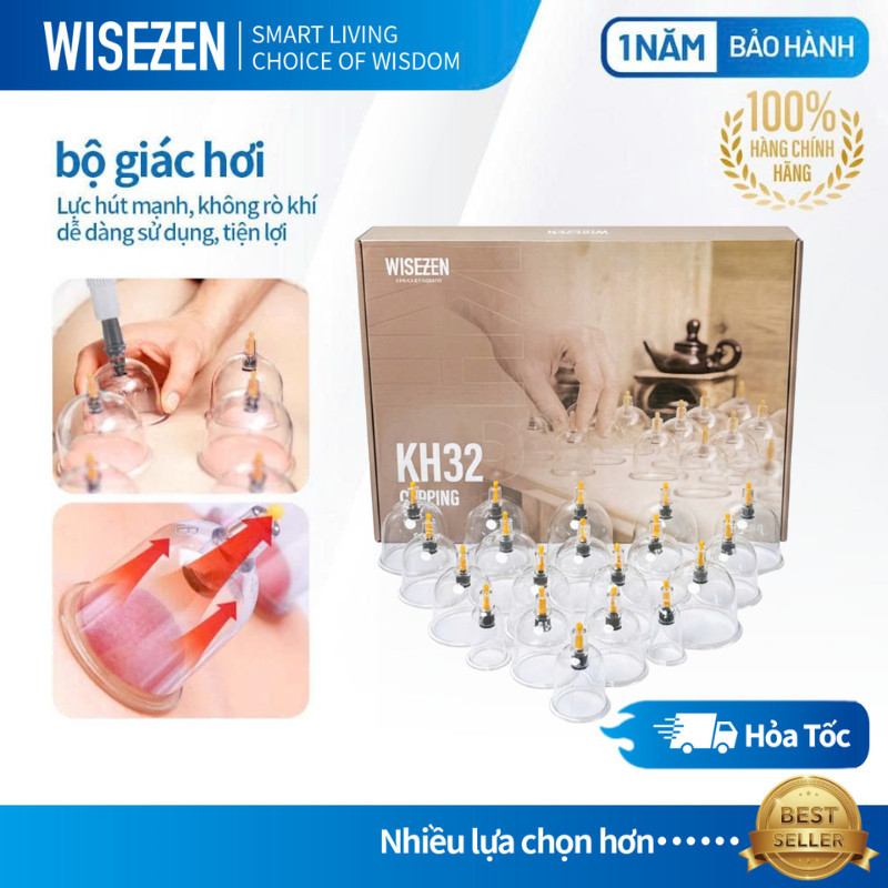 Bộ Giác Hơi Chân Không 32 Cốc Không Dùng Lửa Wisezen Giác Hơi Chân Không Tri Liệu Thư Giãn Chính Hãng