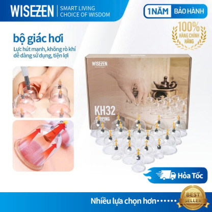 Bộ Giác Hơi Chân Không 32 Cốc Không Dùng Lửa Wisezen Giác Hơi Chân Không Tri Liệu Thư Giãn Chính Hãng
