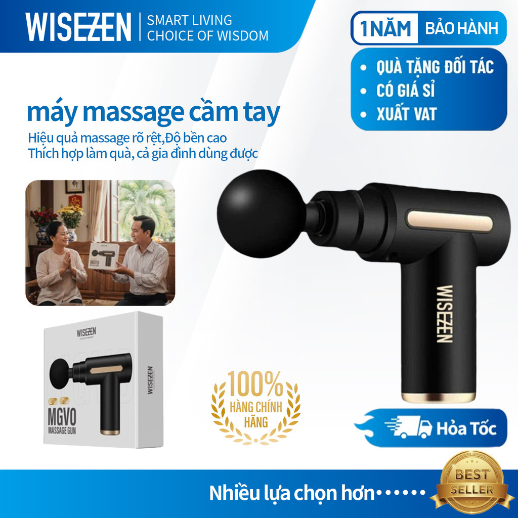 Máy Massage Cầm Tay Wisezen 99 Mức Đấm Cực Mạnh Súng Massage Cổ Vai Gáy Mát Xa Lưng Giảm
