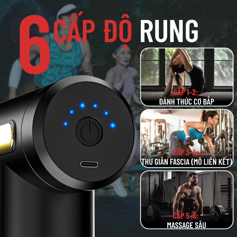 Máy Massage Cầm Tay Wisezen 99 Mức Đấm Cực Mạnh Súng Massage Cổ Vai Gáy Mát Xa Lưng Giảm