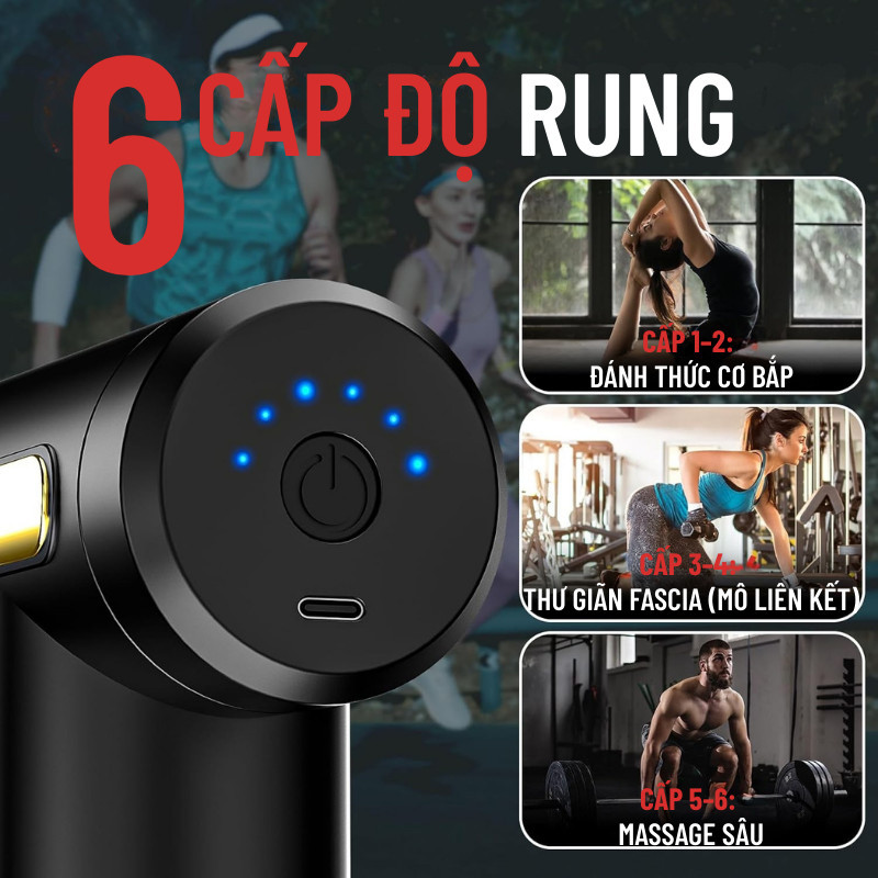 Máy Massage Cầm Tay Wisezen 99 Mức Đấm Cực Mạnh Súng Massage Cổ Vai Gáy Mát Xa Lưng Giảm