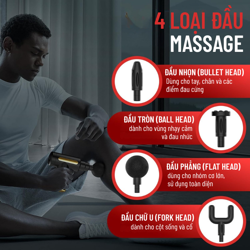 Máy Massage Cầm Tay Wisezen 99 Mức Đấm Cực Mạnh Súng Massage Cổ Vai Gáy Mát Xa Lưng Giảm