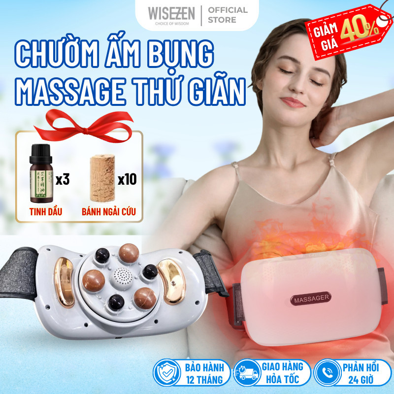 Máy Massage Bụng Bi Đá Kết Hợp Hồng Ngoại Wisezen Đai Massage Hỗ Trợ Giảm Mỡ Bụng Giảm Nhức Mỏi Cổ Vai Gáy Lưng Đùi