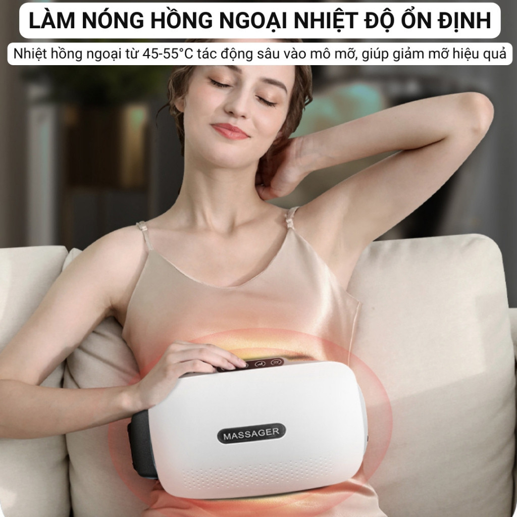 Máy Massage Bụng Bi Đá Kết Hợp Hồng Ngoại Wisezen Đai Massage Hỗ Trợ Giảm Mỡ Bụng Giảm Nhức Mỏi Cổ Vai Gáy Lưng Đùi