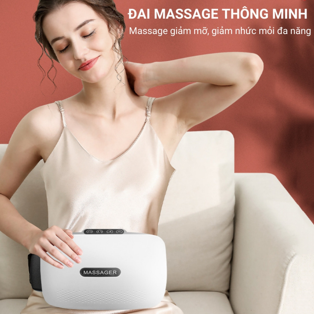Máy Massage Bụng Bi Đá Kết Hợp Hồng Ngoại Wisezen Đai Massage Hỗ Trợ Giảm Mỡ Bụng Giảm Nhức Mỏi Cổ Vai Gáy Lưng Đùi