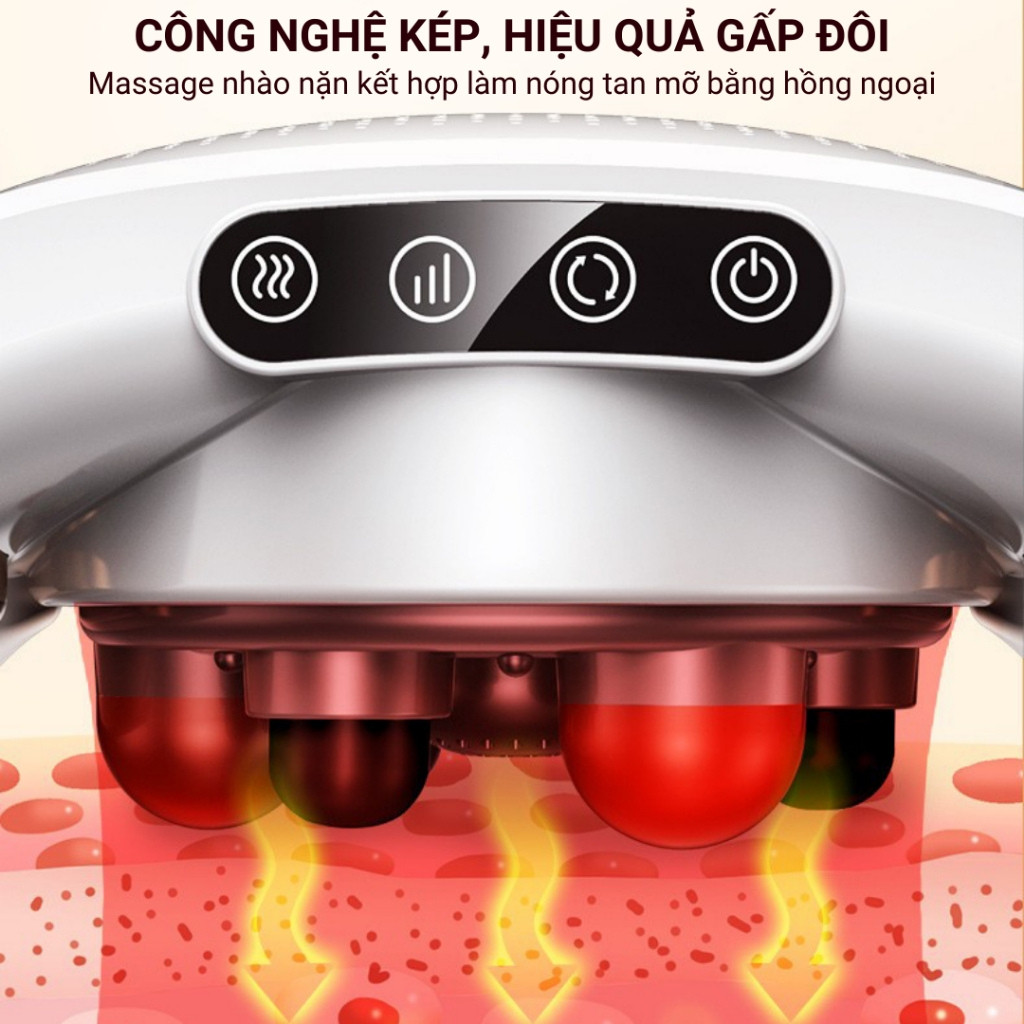 Máy Massage Bụng Bi Đá Kết Hợp Hồng Ngoại Wisezen Đai Massage Hỗ Trợ Giảm Mỡ Bụng Giảm Nhức Mỏi Cổ Vai Gáy Lưng Đùi