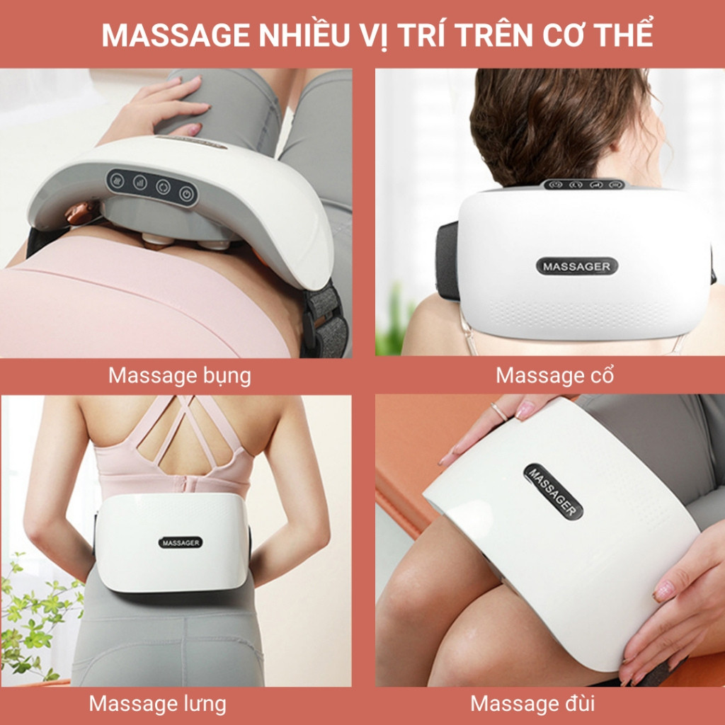 Máy Massage Bụng Bi Đá Kết Hợp Hồng Ngoại Wisezen Đai Massage Hỗ Trợ Giảm Mỡ Bụng Giảm Nhức Mỏi Cổ Vai Gáy Lưng Đùi