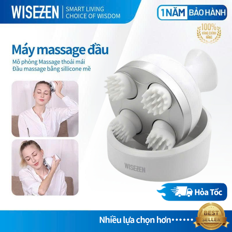 Máy Massage đầu Mini 3D đa Năng Kết Hợp Mát Xa Toàn Thân Tăng Cường Lưu Thông Tuần Hoàn Máu Wisezen Thư Giãn Cơ Thể