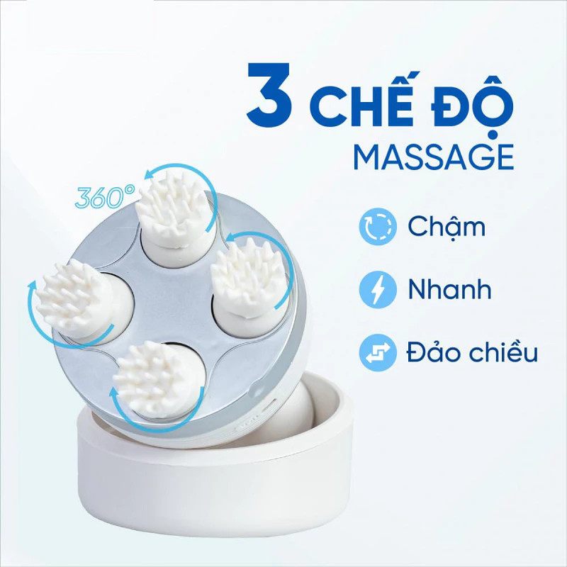 Máy Massage đầu Mini 3D đa Năng Kết Hợp Mát Xa Toàn Thân Tăng Cường Lưu Thông Tuần Hoàn Máu Wisezen Thư Giãn Cơ Thể