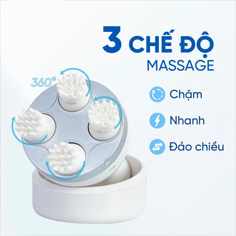 Máy Massage đầu Mini 3D đa Năng Kết Hợp Mát Xa Toàn Thân Tăng Cường Lưu Thông Tuần Hoàn Máu Wisezen Thư Giãn Cơ Thể