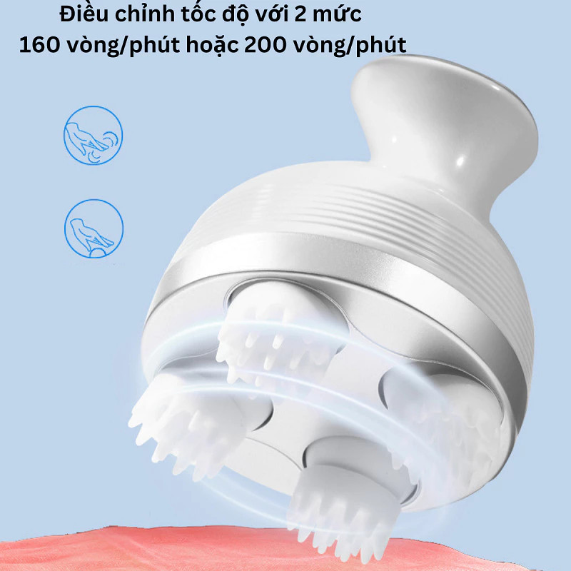Máy Massage đầu Mini 3D đa Năng Kết Hợp Mát Xa Toàn Thân Tăng Cường Lưu Thông Tuần Hoàn Máu Wisezen Thư Giãn Cơ Thể