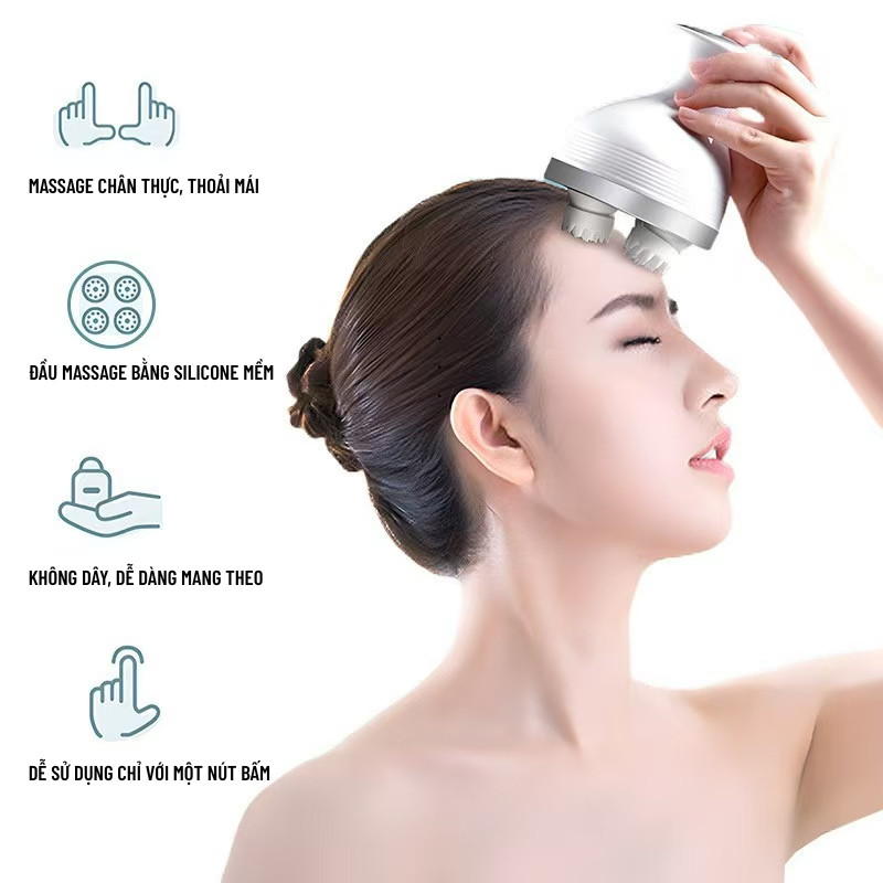 Máy Massage đầu Mini 3D đa Năng Kết Hợp Mát Xa Toàn Thân Tăng Cường Lưu Thông Tuần Hoàn Máu Wisezen Thư Giãn Cơ Thể
