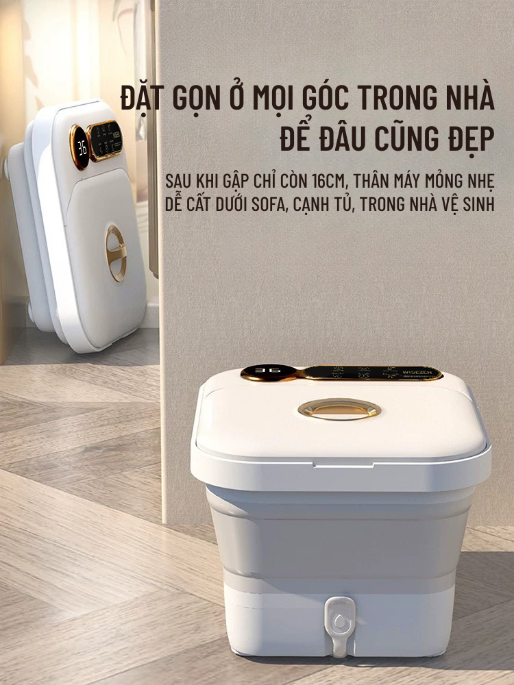 Máy Ngâm Chân Massage Wisezen Bồn Ngâm Chân Hồng Ngoại Gấp Gọn Tự Động Làm Nóng Chống Giật Mát Xa Tự Động Chính Hãng