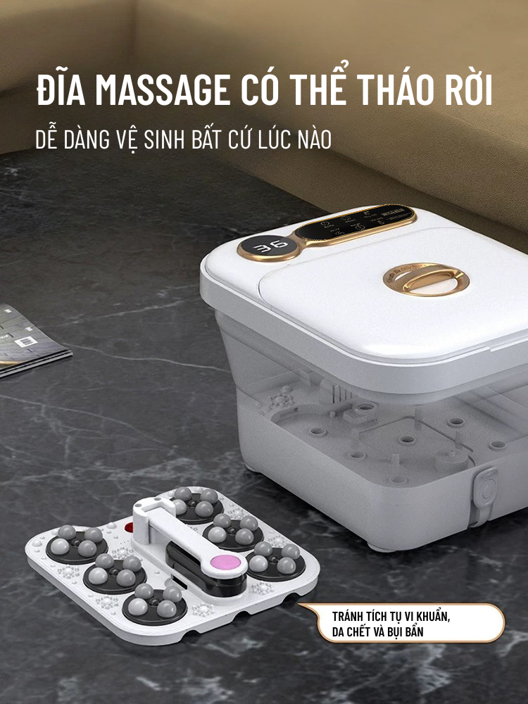 Máy Ngâm Chân Massage Wisezen Bồn Ngâm Chân Hồng Ngoại Gấp Gọn Tự Động Làm Nóng Chống Giật Mát Xa Tự Động Chính Hãng