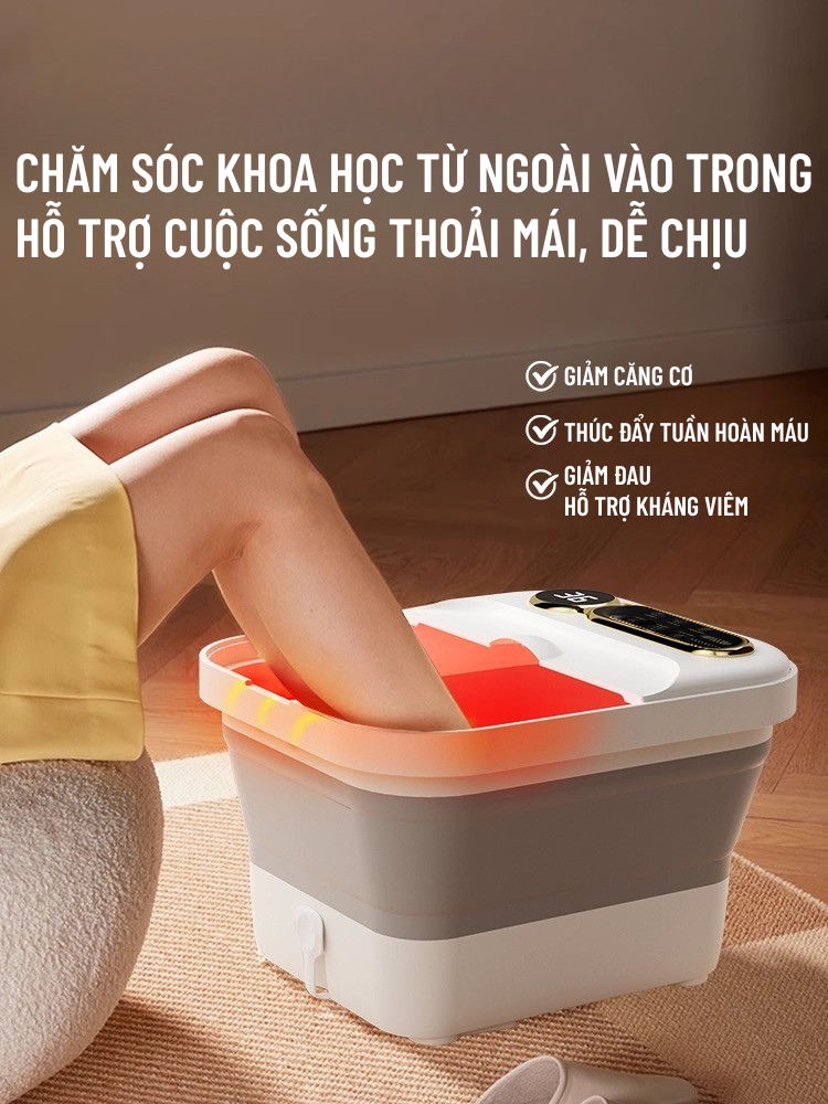 Máy Ngâm Chân Massage Wisezen Bồn Ngâm Chân Hồng Ngoại Gấp Gọn Tự Động Làm Nóng Chống Giật Mát Xa Tự Động Chính Hãng