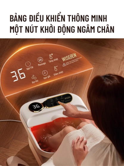 Máy Ngâm Chân Massage Wisezen Bồn Ngâm Chân Hồng Ngoại Gấp Gọn Tự Động Làm Nóng Chống Giật Mát Xa Tự Động Chính Hãng