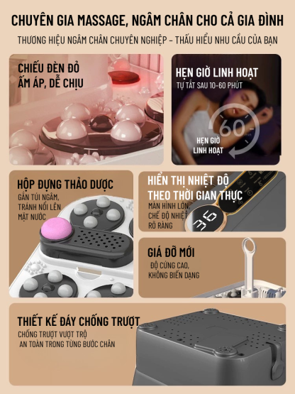 Máy Ngâm Chân Massage Wisezen Bồn Ngâm Chân Hồng Ngoại Gấp Gọn Tự Động Làm Nóng Chống Giật Mát Xa Tự Động Chính Hãng