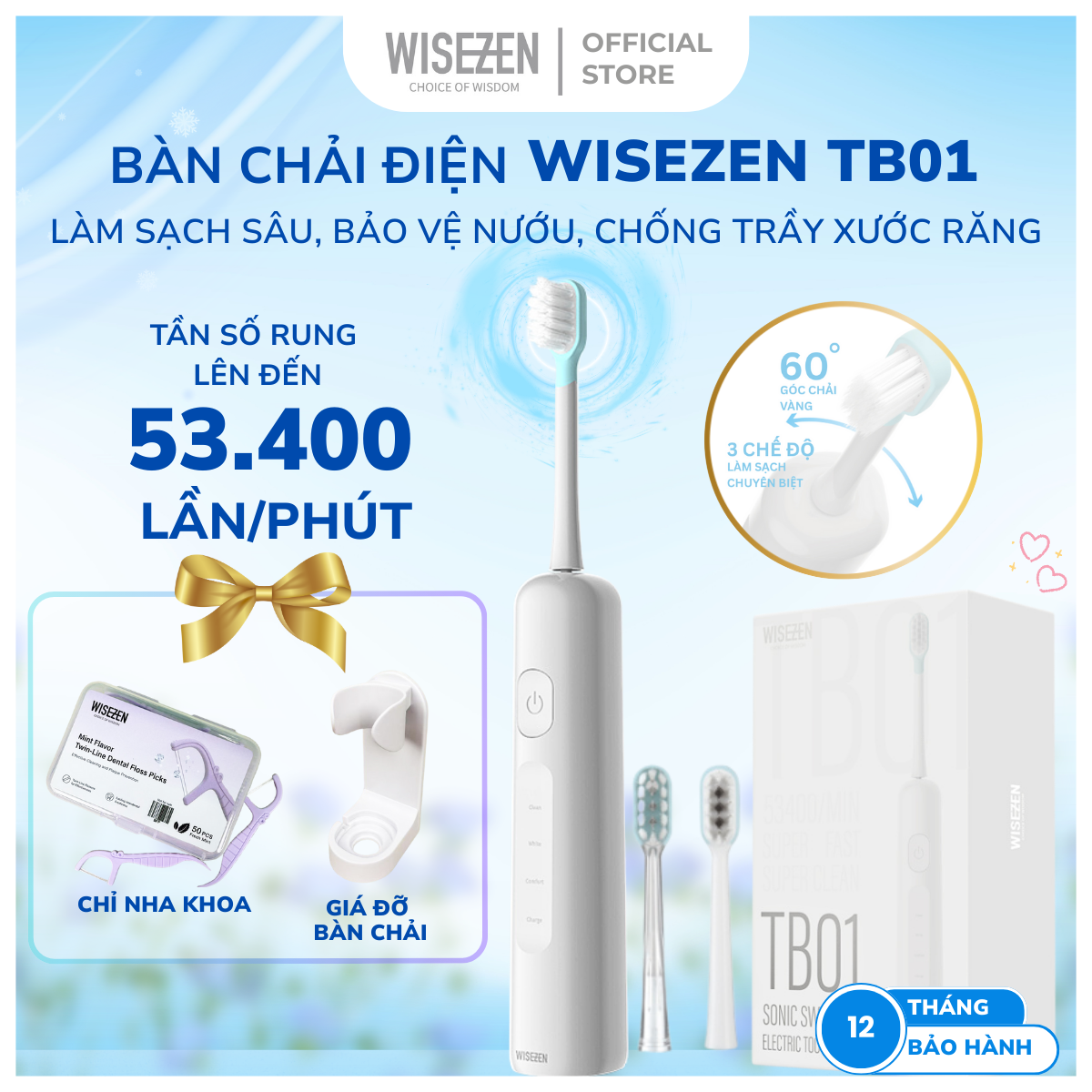 WiseZen Sonic Sweeping ELECTRIC TOOTHBRUSH TB01
