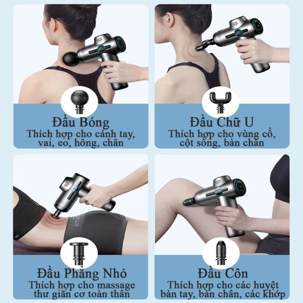 Wisezen Máy massage Cầm Tay Chính Hãng Gồm 99 Chế Độ 8 Đầu Massage Lưng Cổ Vai Gáy Giúp Giảm Đau Mỏi