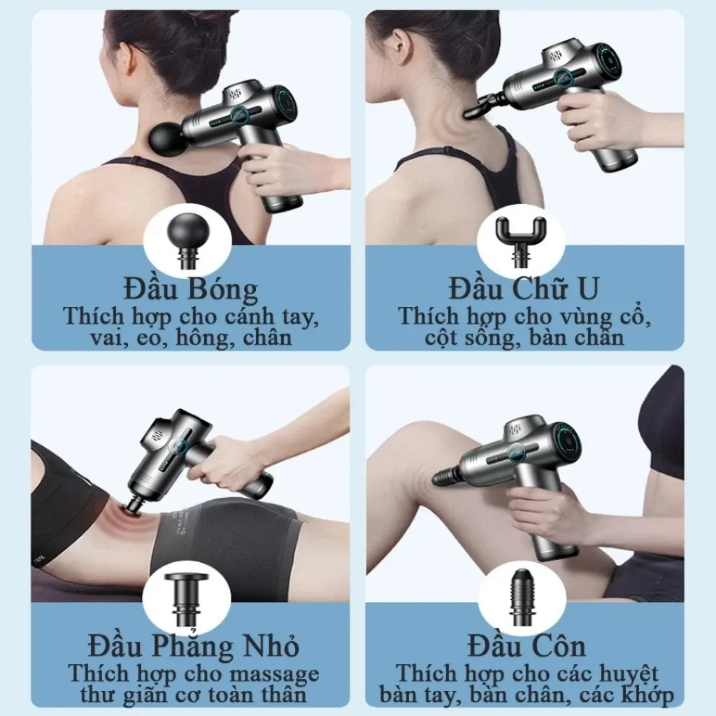 Wisezen Máy massage Cầm Tay Chính Hãng Gồm 99 Chế Độ 8 Đầu Massage Lưng Cổ Vai Gáy Giúp Giảm Đau Mỏi