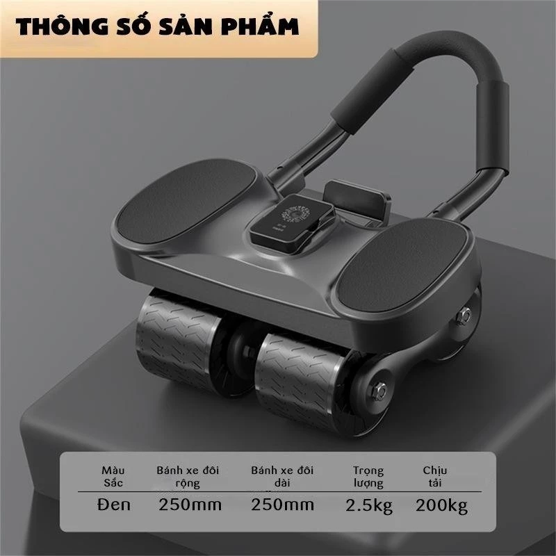 Con Lăn Tập Bụng Trợ Lực 4 Bánh Chống Đổ Có Đồng Hồ Dụng Cụ Plank Tại Nhà Thế Hệ Mới Wisezen