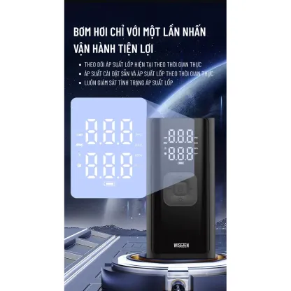 Máy Bơm Hơi Lốp Với đồng Hồ đo áp Suất Lốp Kỹ Thuật Số Và đèn LED Wisezen Máy Nén Khí Cho ô Tô Và Xe đạp Xe Máy