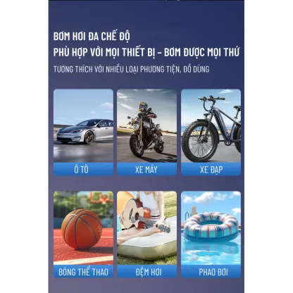 Máy Bơm Hơi Lốp Với đồng Hồ đo áp Suất Lốp Kỹ Thuật Số Và đèn LED Wisezen Máy Nén Khí Cho ô Tô Và Xe đạp Xe Máy