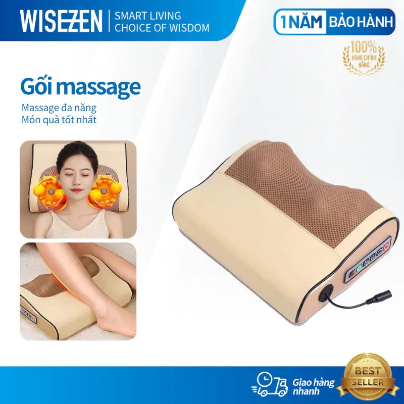 Gối Massage Cổ Vai Gáy Hồng Ngoại 20 Bi đảo Chiều Máy Mát Xa Cổ Vai Gáy Giảm đau Nhức Mỏi Vai Gáy Toàn Thân Thư Giãn