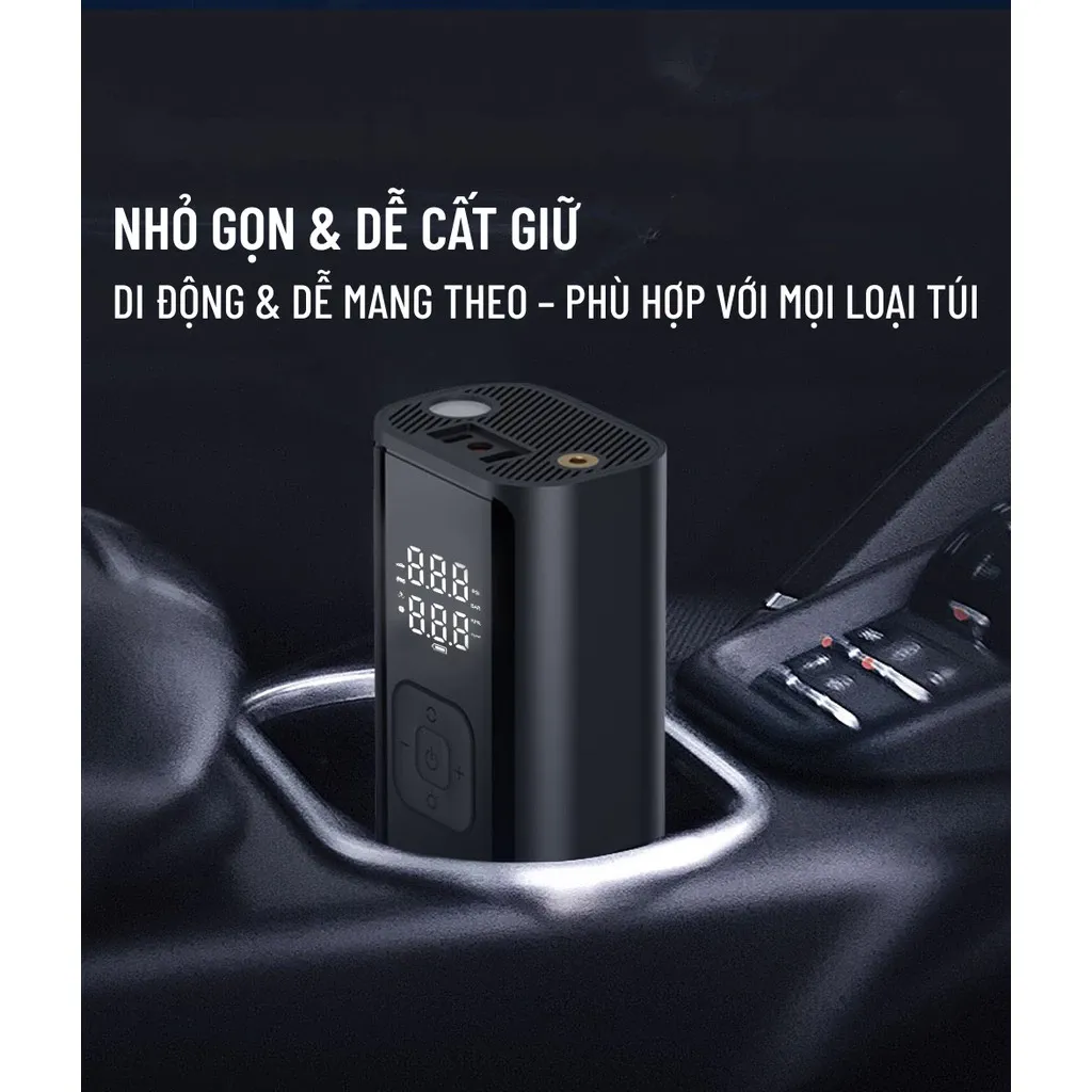 Máy Bơm Hơi Lốp Với đồng Hồ đo áp Suất Lốp Kỹ Thuật Số Và đèn LED Wisezen Máy Nén Khí Cho ô Tô Và Xe đạp Xe Máy