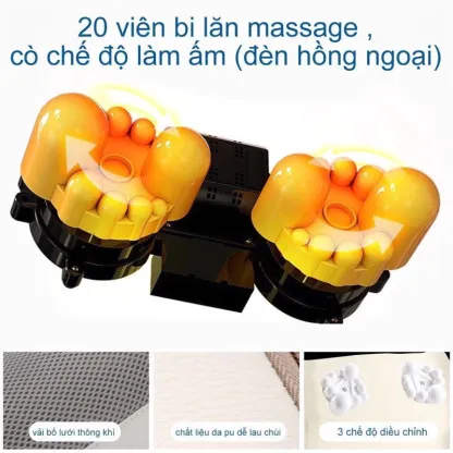 Gối Massage Cổ Vai Gáy Hồng Ngoại 20 Bi đảo Chiều Máy Mát Xa Cổ Vai Gáy Giảm đau Nhức Mỏi Vai Gáy Toàn Thân Thư Giãn