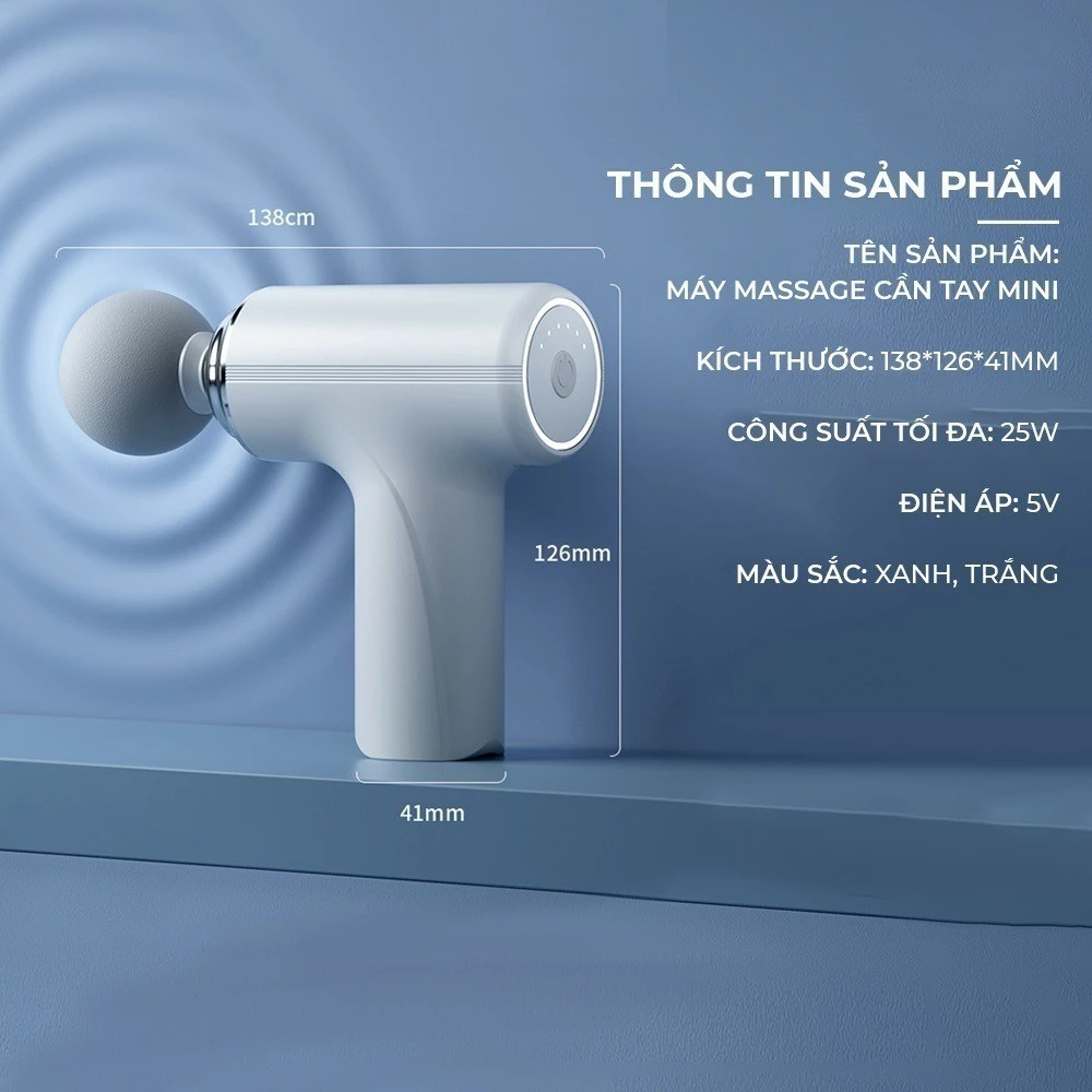 Máy Massage Wisezen Cầm Tay Mini Massage Cầm Tay Mini Toàn Thân 6 Cấp Độ Chuyên Sâu Đa Năng 4 Đầu