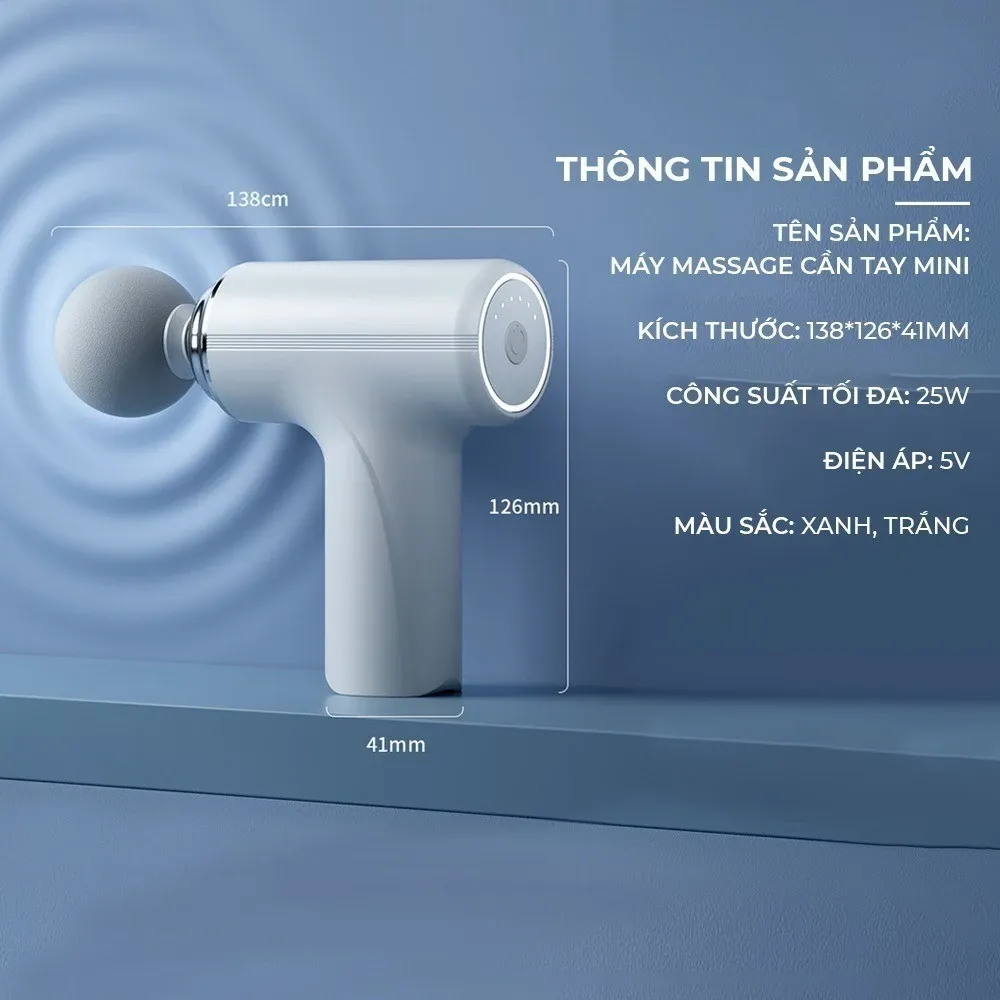 Máy Massage Wisezen Cầm Tay Mini Massage Cầm Tay Mini Toàn Thân 6 Cấp Độ Chuyên Sâu Đa Năng 4 Đầu