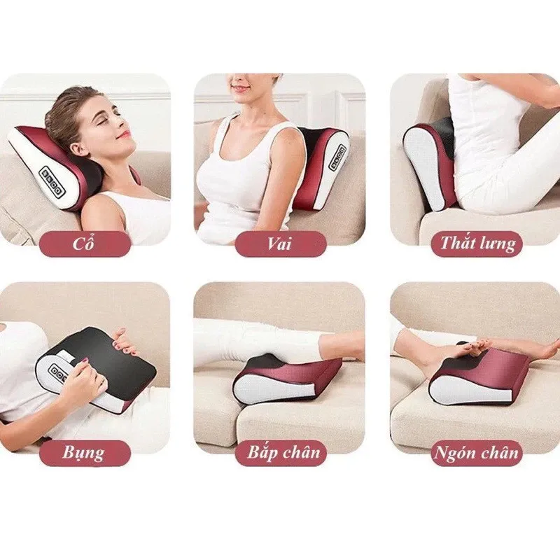 Gối Massage Cổ Vai Gáy Hồng Ngoại 20 Bi đảo Chiều Máy Mát Xa Cổ Vai Gáy Giảm đau Nhức Mỏi Vai Gáy Toàn Thân Thư Giãn