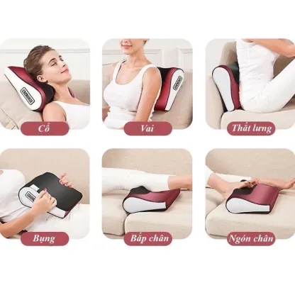Gối Massage Cổ Vai Gáy Hồng Ngoại 20 Bi đảo Chiều Máy Mát Xa Cổ Vai Gáy Giảm đau Nhức Mỏi Vai Gáy Toàn Thân Thư Giãn