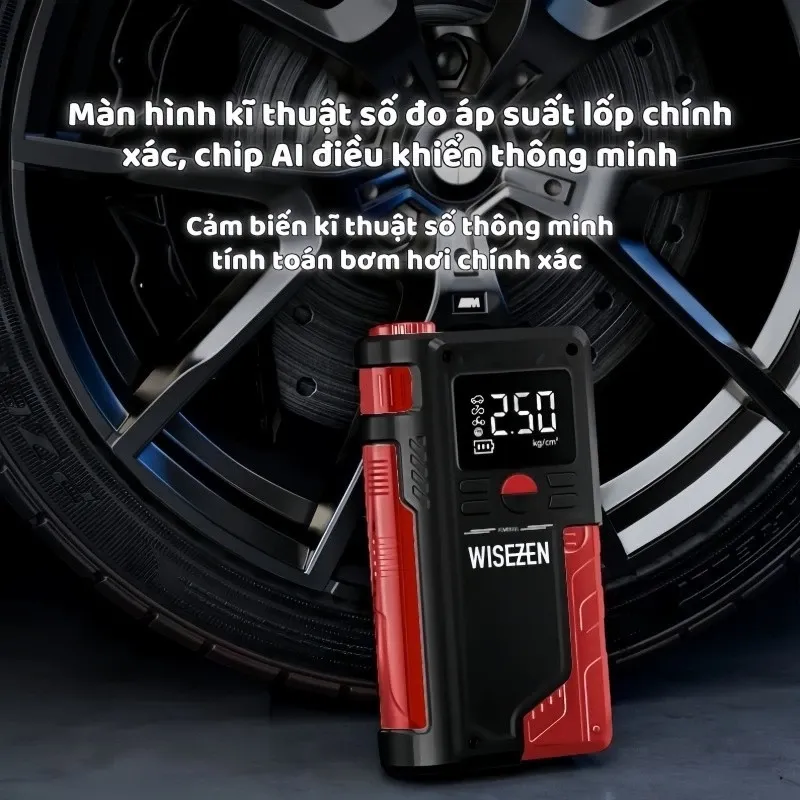 Bộ Kích Nổ Kiêm Bơm Lốp ô Tô Wisezen đa Năng Cao Cấp Kiêm Bơm Hơi Lốp Kích Bình Acquy Oto 4 Trong 1 Cho Xe 4 đến Bán Tải