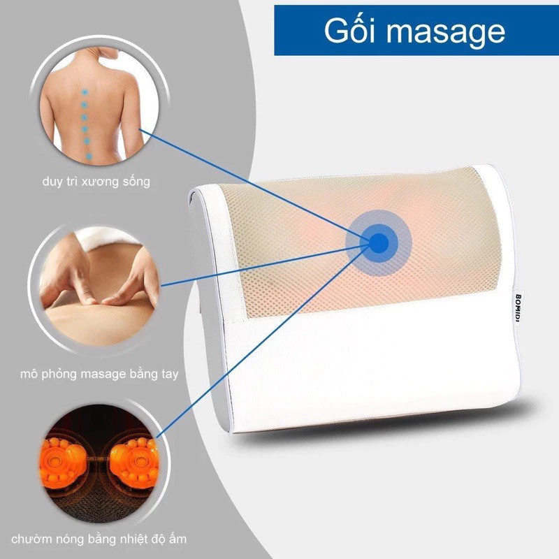 Gối Massage Cổ Vai Gáy Hồng Ngoại 20 Bi đảo Chiều Máy Mát Xa Cổ Vai Gáy Giảm đau Nhức Mỏi Vai Gáy Toàn Thân Thư Giãn