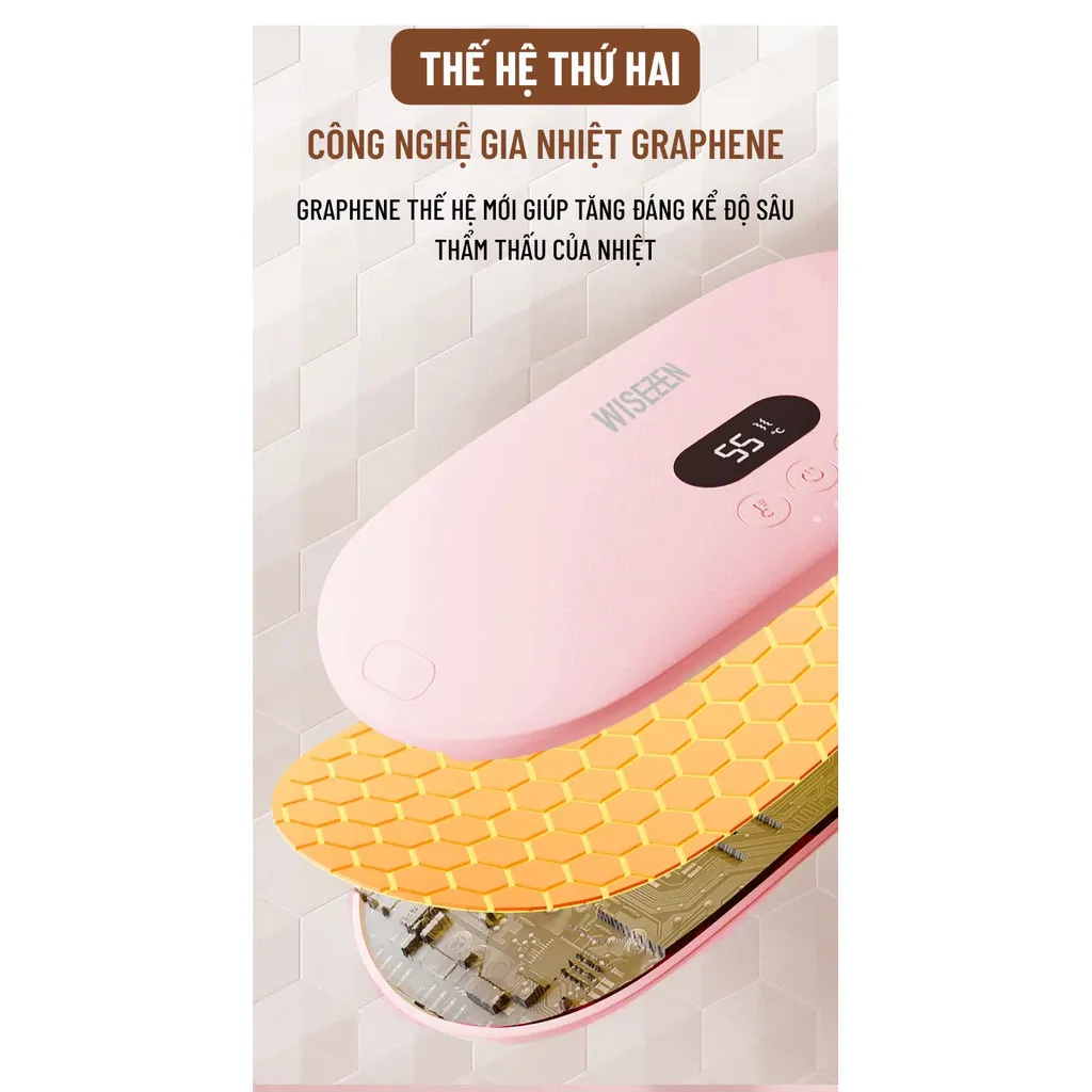 Máy Massage Chườm Bụng Kinh Kèm đai Giúp Làm ấm Giảm đau Bụng Kinh Cho Phụ Nữ đến Kỳ Wisezen Quà Sinh Nhật Cho Nữ