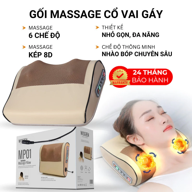 Gối Massage Cổ Vai Gáy Hồng Ngoại 20 Bi đảo Chiều Máy Mát Xa Cổ Vai Gáy Giảm đau Nhức Mỏi Vai Gáy Toàn Thân Thư Giãn
