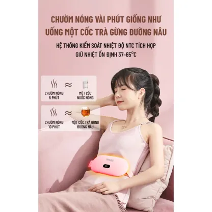 Máy Massage Chườm Bụng Kinh Kèm đai Giúp Làm ấm Giảm đau Bụng Kinh Cho Phụ Nữ đến Kỳ Wisezen Quà Sinh Nhật Cho Nữ
