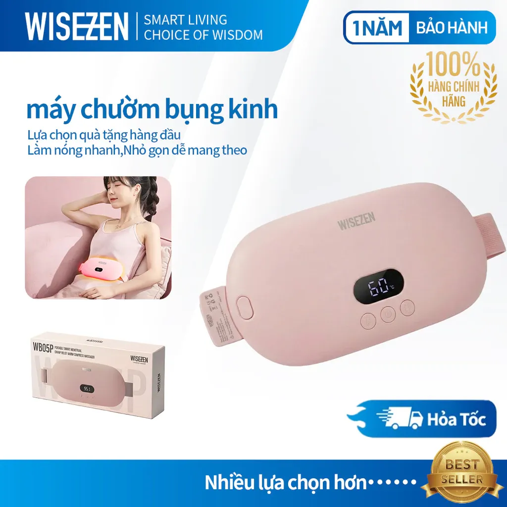 Máy Massage Chườm Bụng Kinh Kèm đai Giúp Làm ấm Giảm đau Bụng Kinh Cho Phụ Nữ đến Kỳ Wisezen Quà Sinh Nhật Cho Nữ