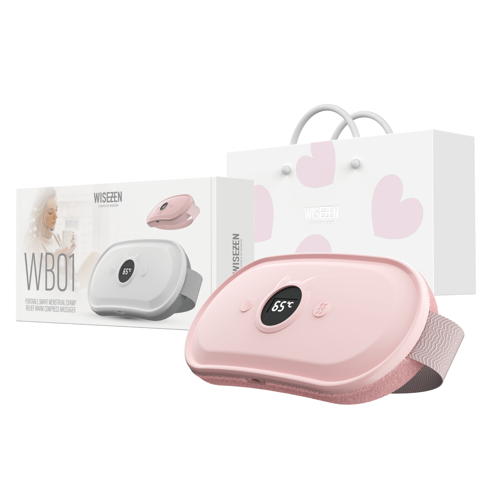 WISEZEN WB01 Máy massage bụng, thay đổi nhiệt độ linh hoạt, chườm ấm, 7 chế độ rung giúp thư giãn cơ