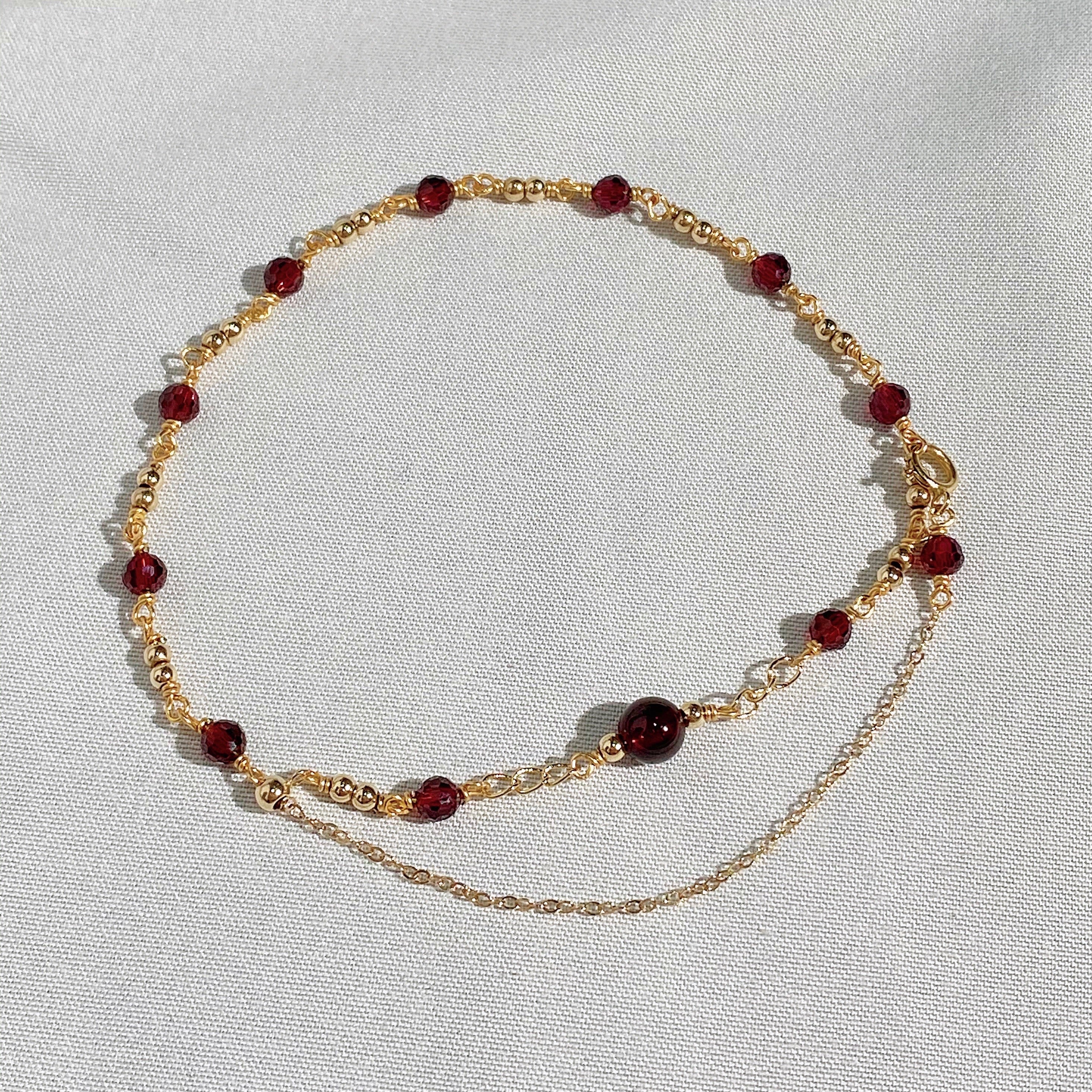 Flower Garnet Anklet