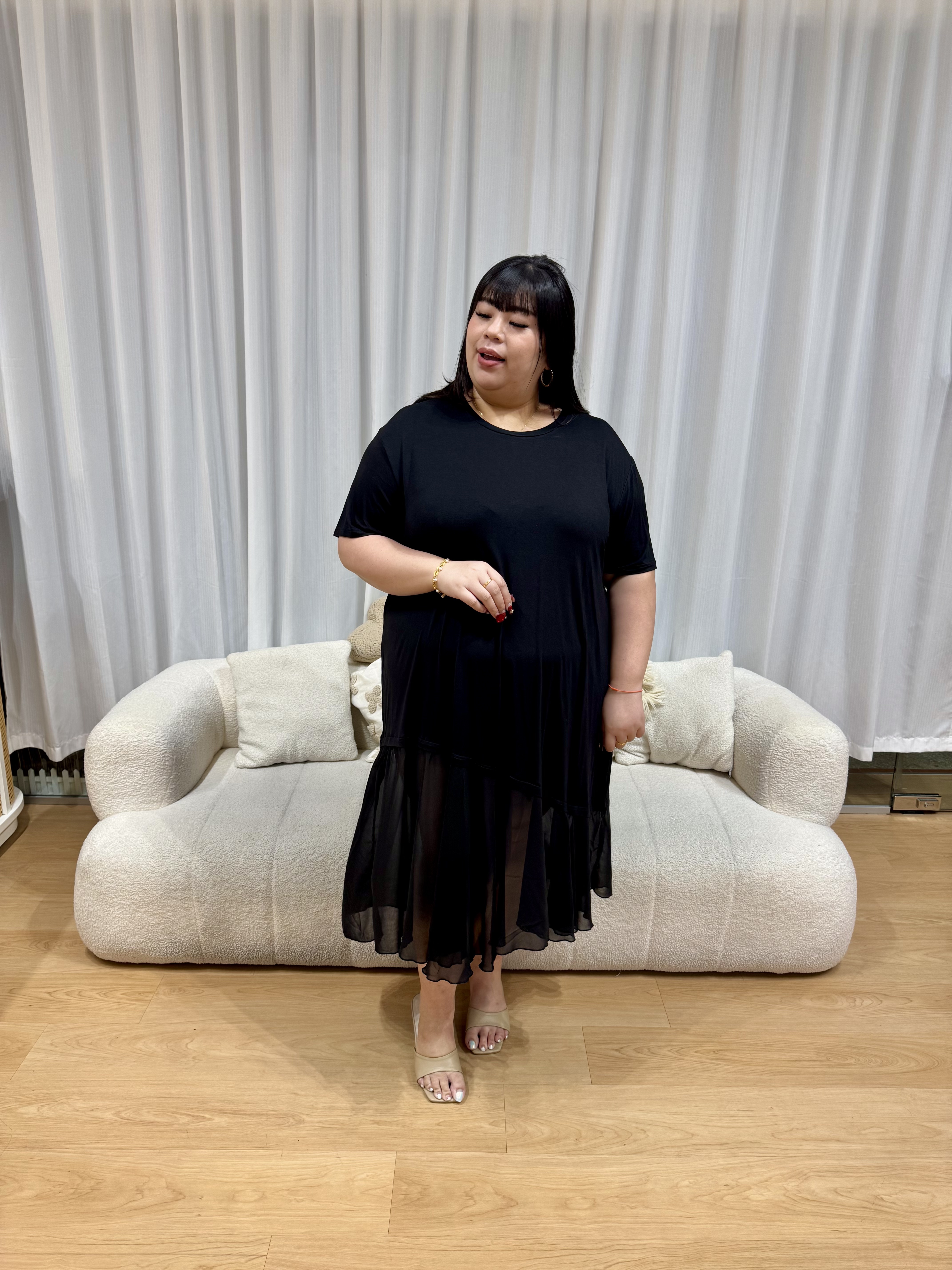 Love+ Jessie Plain BK Chiffon Dress | Plus Size Dress