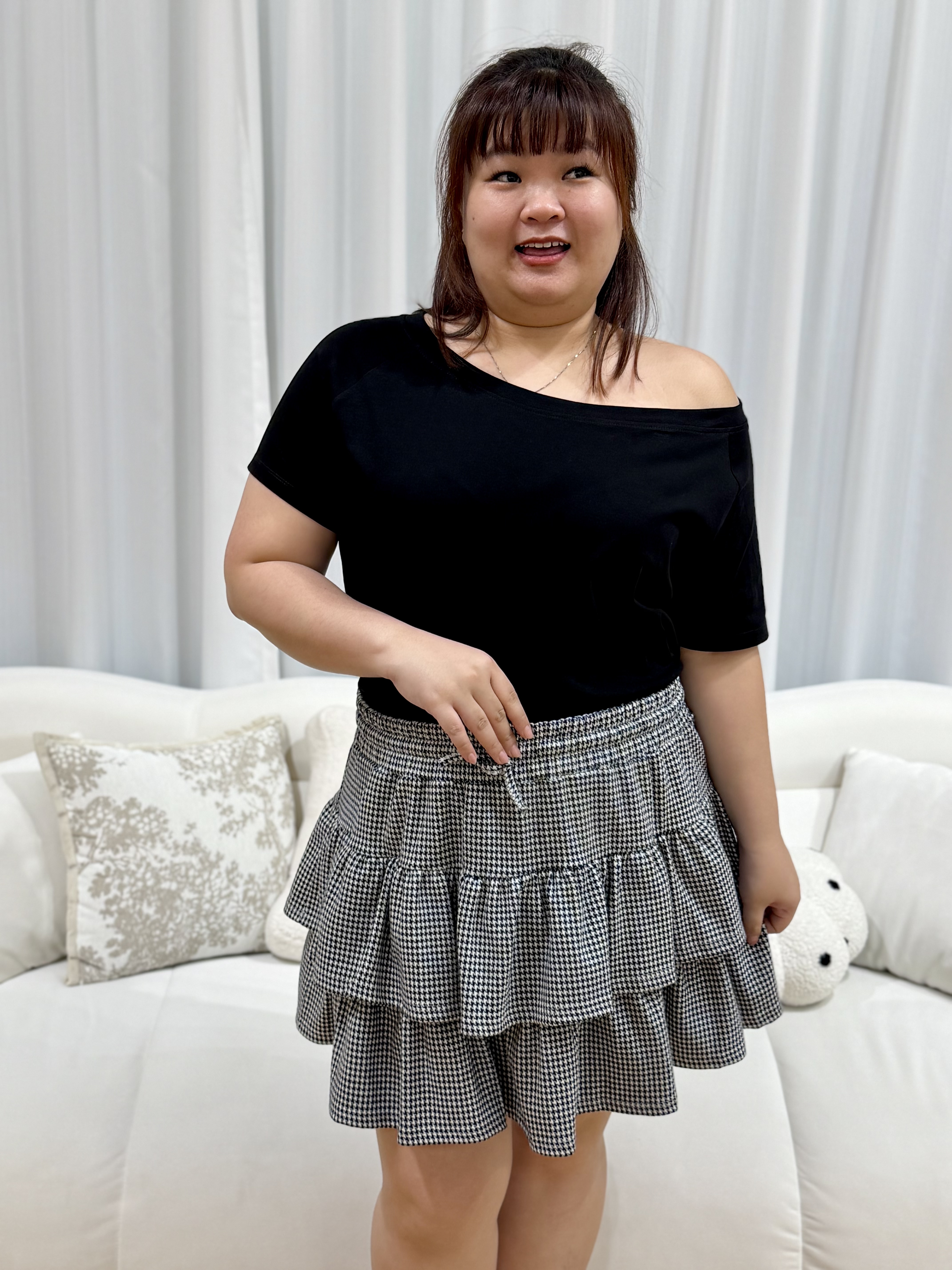 Amie Houndstooth Tier Skirt | Plus Size Skirt