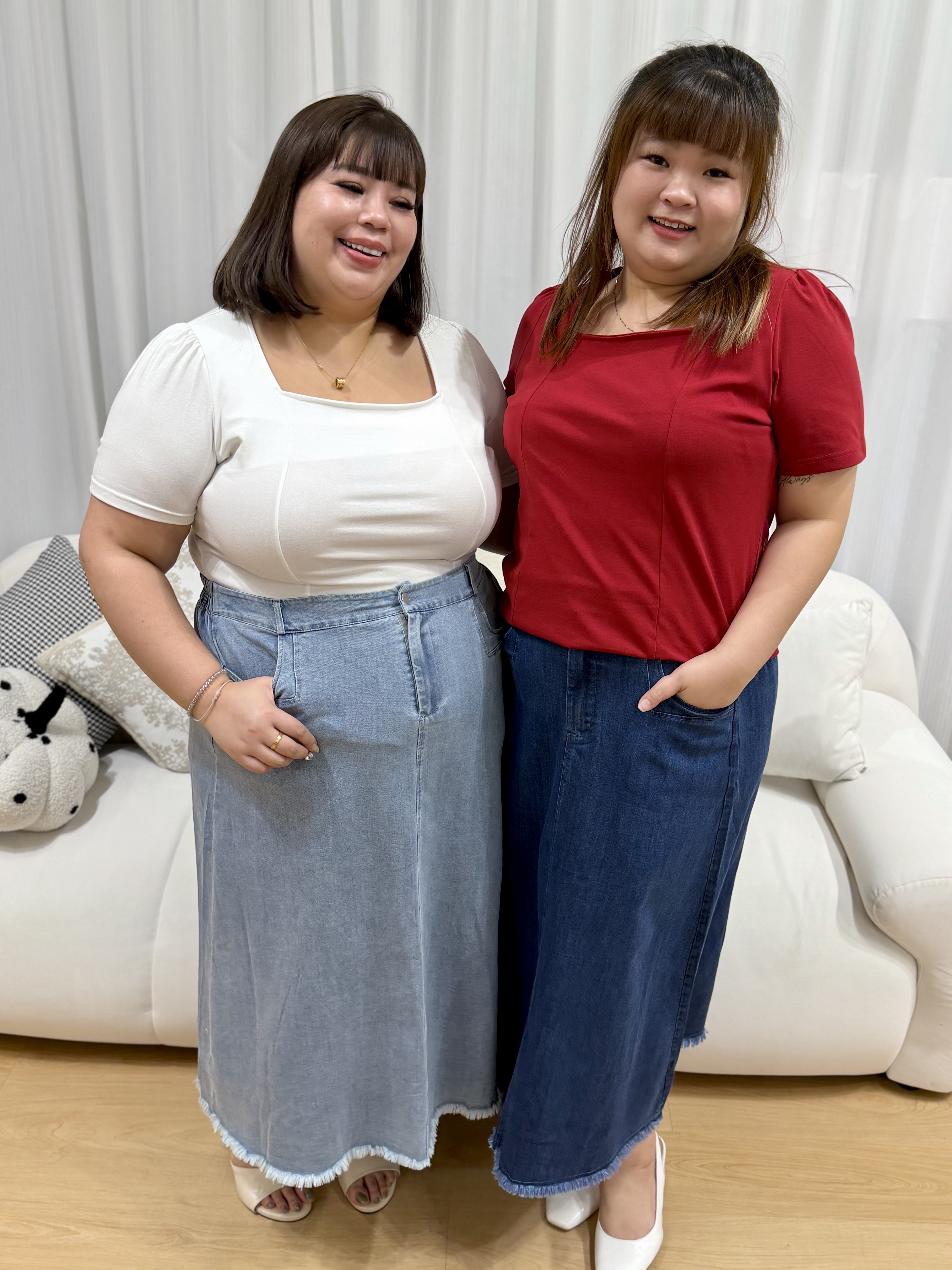 Love+ Jisuyo Frey Denim Skirt #1862 | Plus Size Skirt