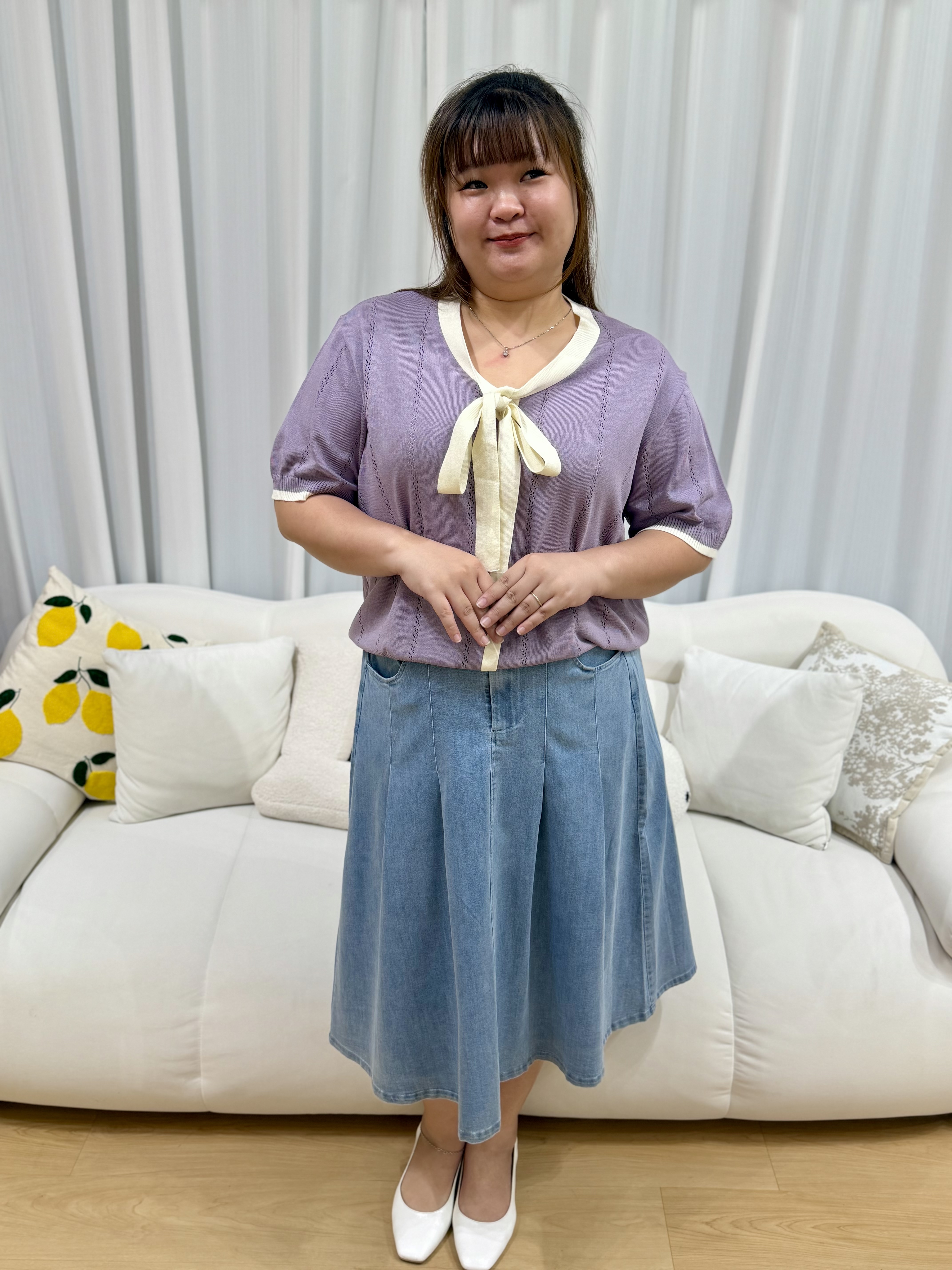 Na-Eun Ribbon Soft Knit Top | Plus Size Top
